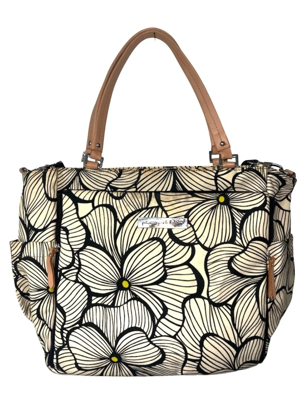 Petunia Pickle Bottom Cream Black Floral Diaper Bag Large Baby